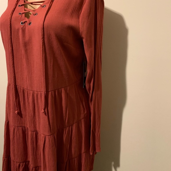 Junior lace up tier dress size XS color rusty bric - Picture 5 of 11